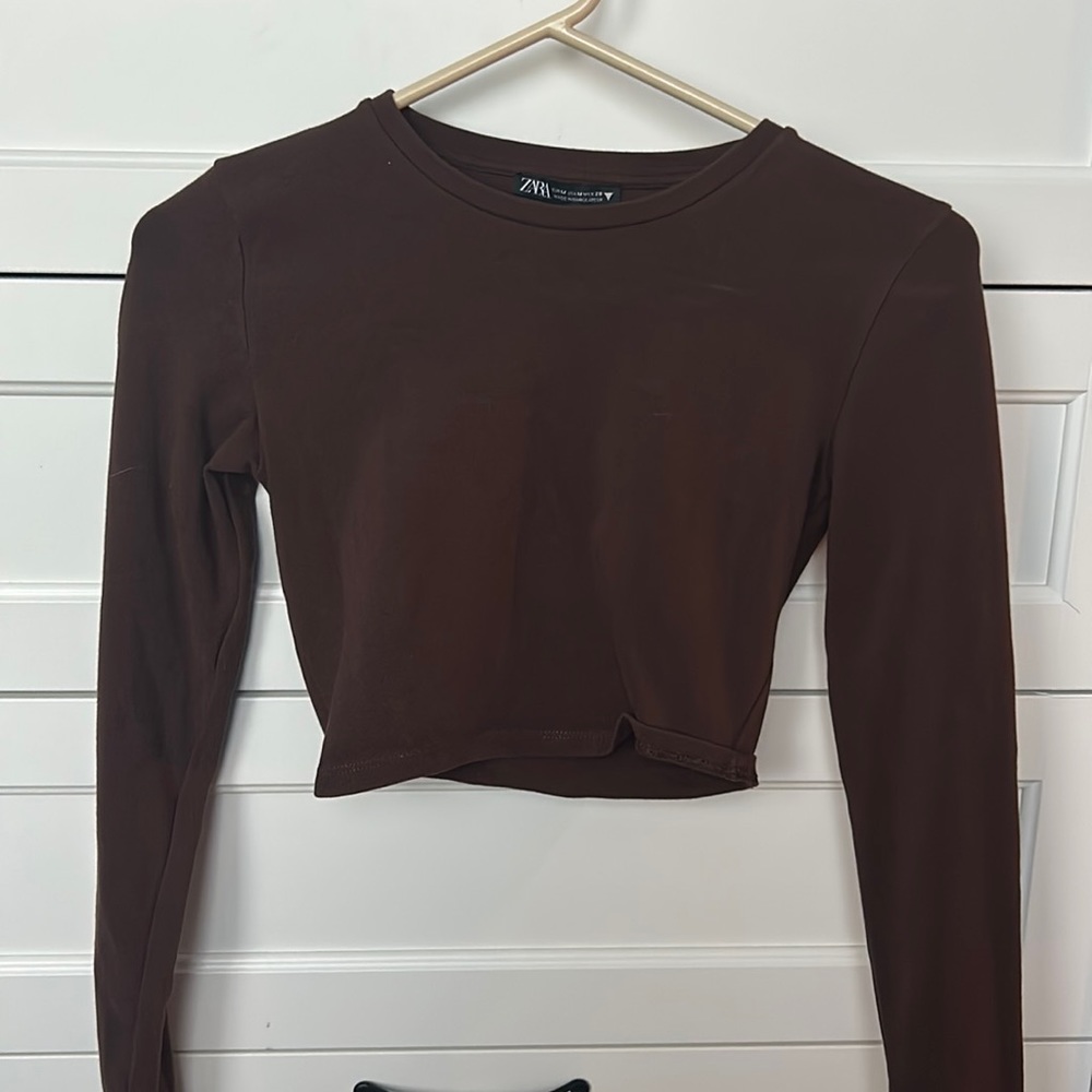 Zara cropped brown long sleeve